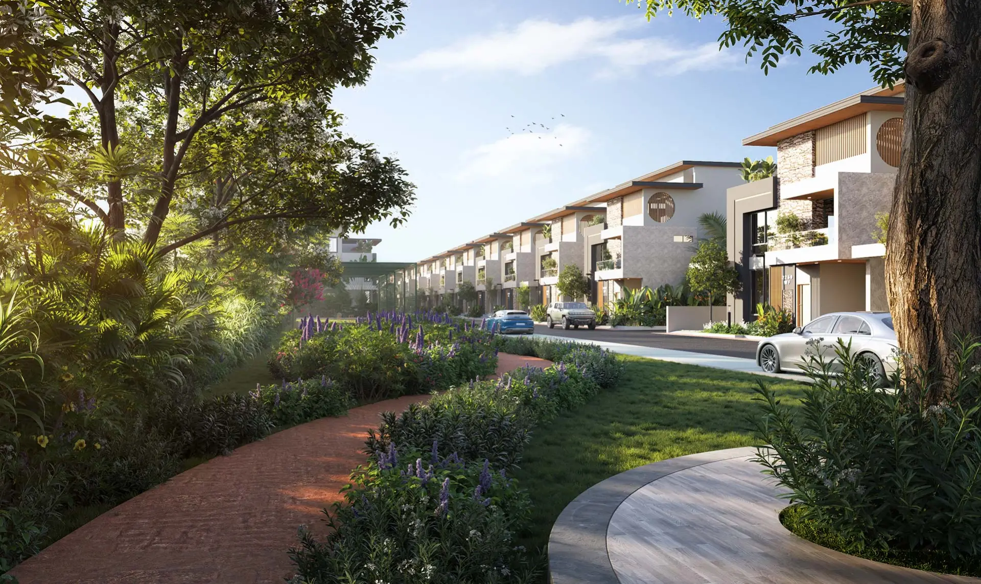 Landscaped jogging trail at Ellegenza Purple Crest