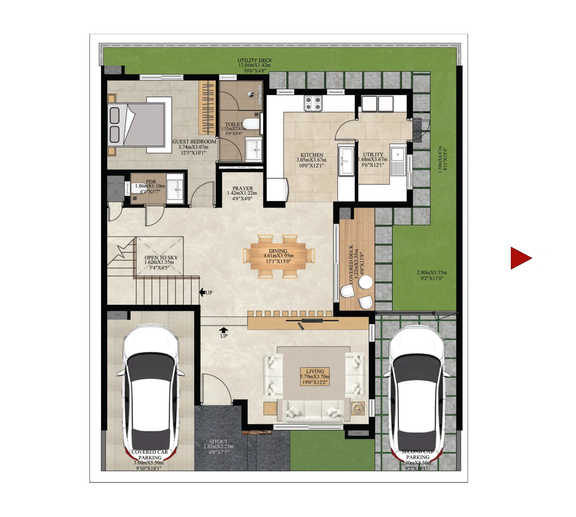 Type B East Facing ground floor plan
